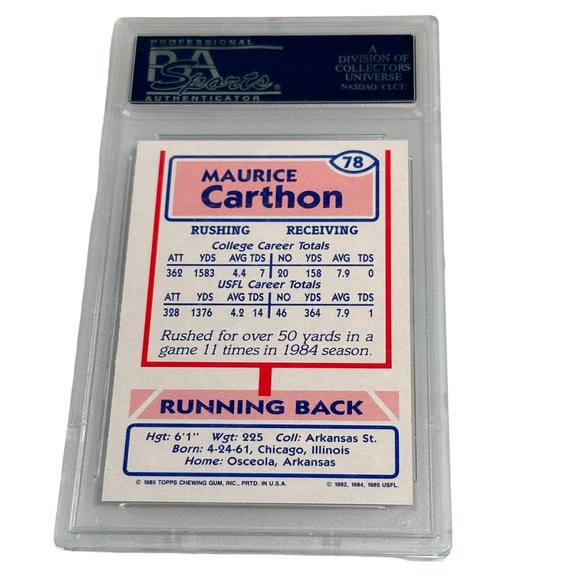 1985 Topps USFL #78 Maurice Carthon PSA 10 GEM MINT - Picture 6 of 9